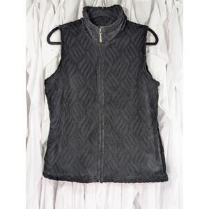 French Laundry Black Faux Fur Vest Full Zip Pockets Women's M Cozy Plush